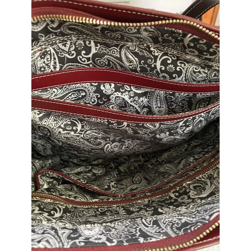 McKlein Serafina Laptop Tote Bag Burgundy Black